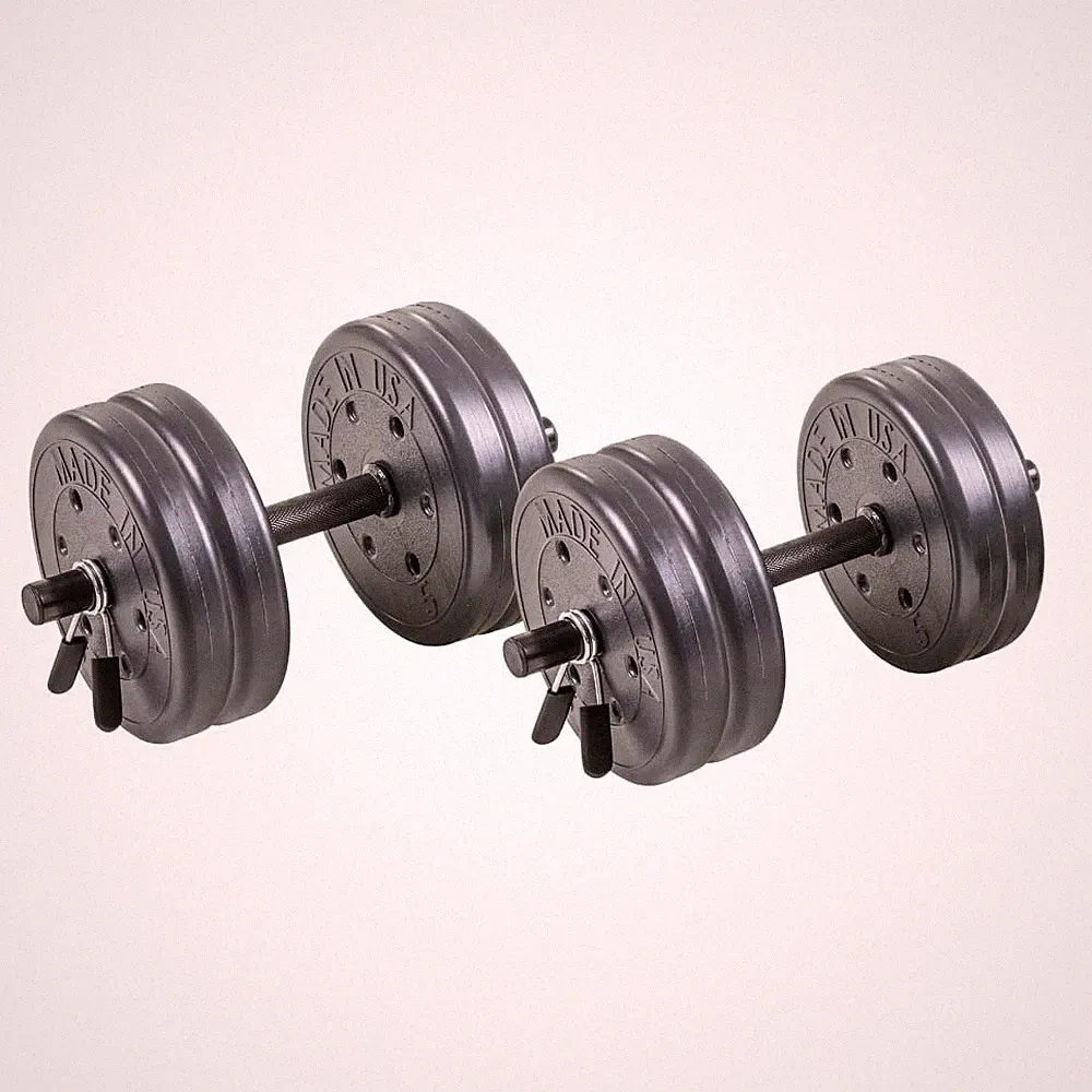 Adjustable 42LB Dumbbell Set W/ Spring Clips 14" Knurled Bars – A Essential Home