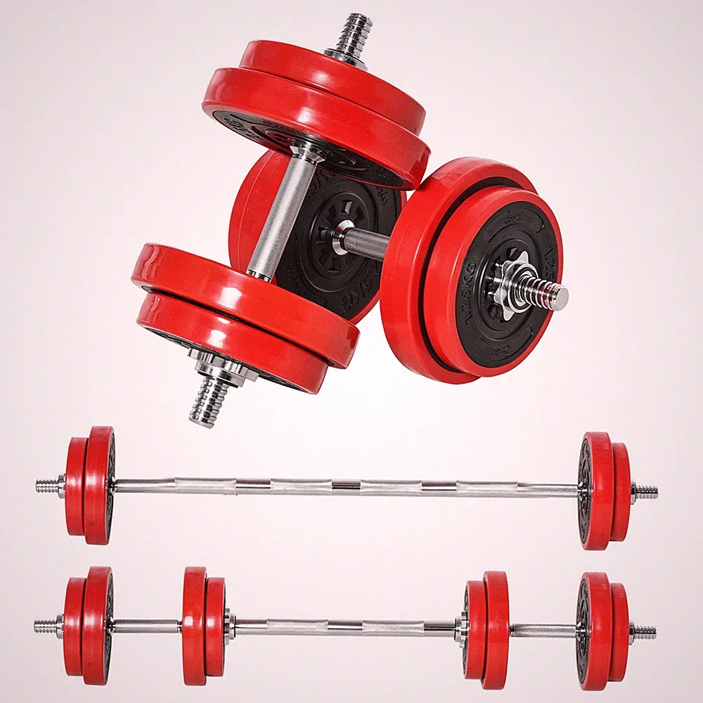 Adjustable 44lb Dumbbell Set Convertible to Barbell for Home Gym Workouts