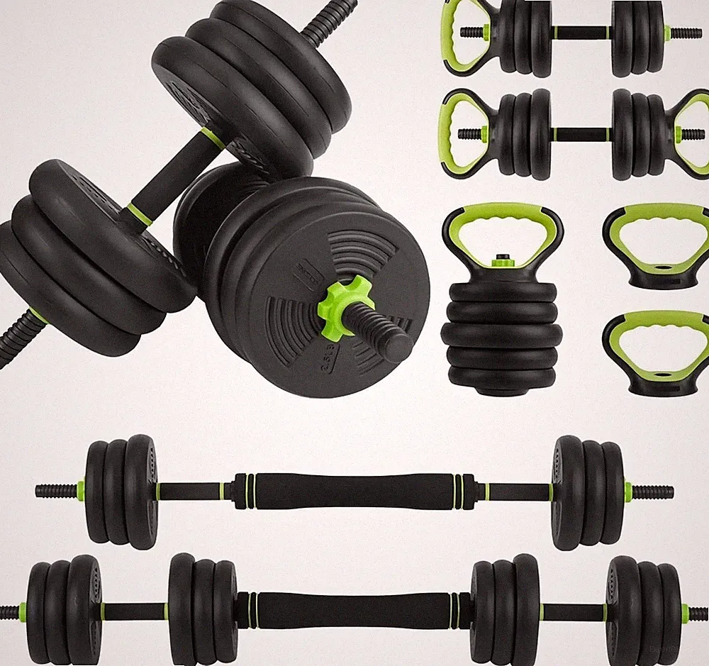 Adjustable 45/66/88lbs 4-in-1 Dumbbell Set for Home Gym Kettlebell Barbell Push