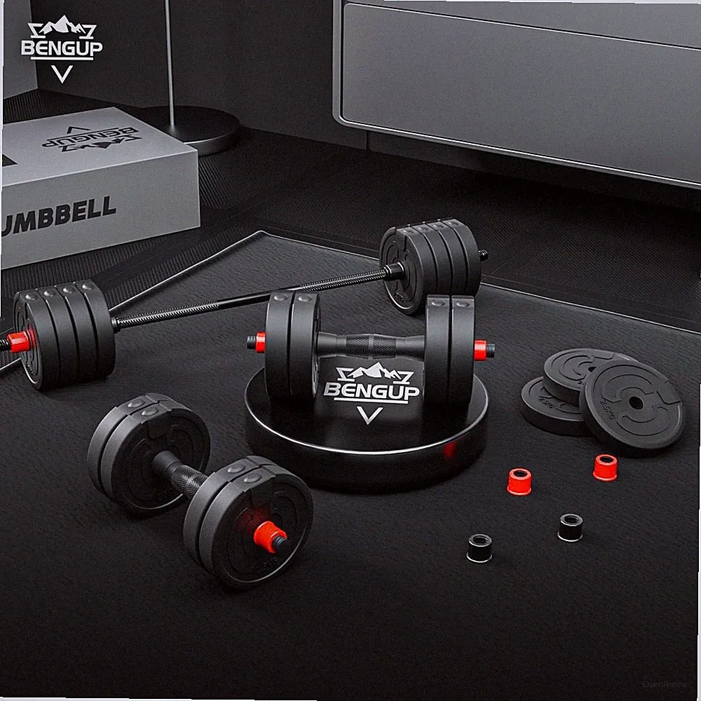 Adjustable 45 lbs Weight Dumbbell Set Home Body Fitness Workout ALL Metal Plates