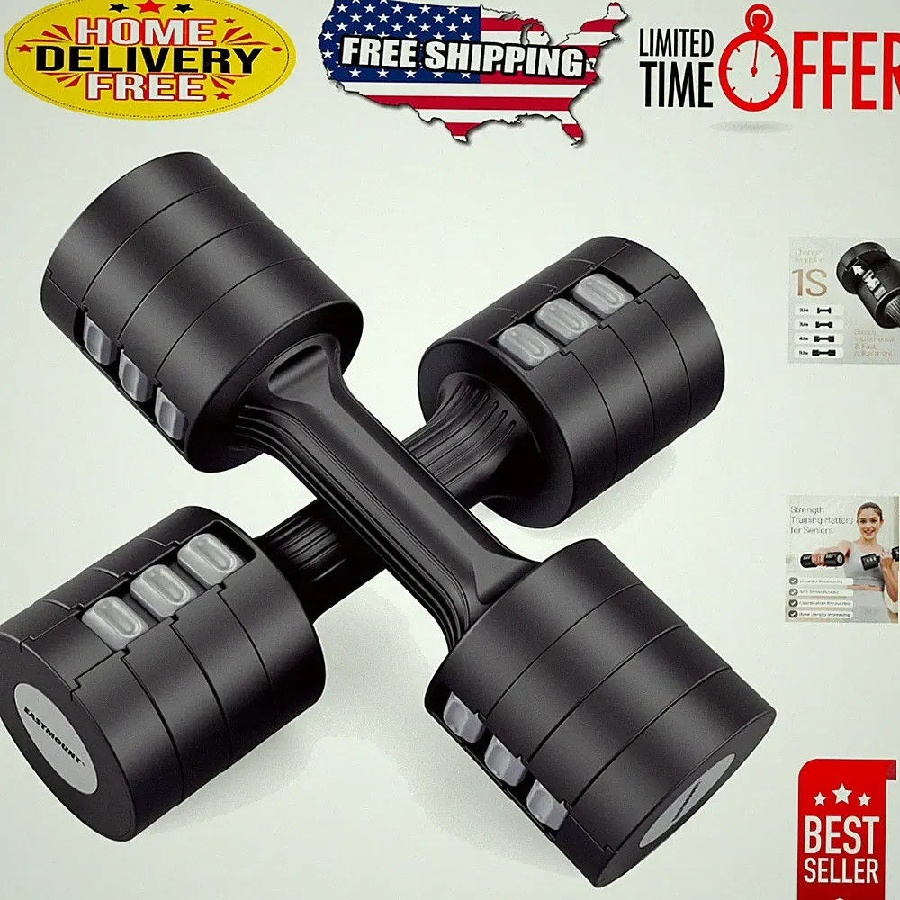 Adjustable 5 lb Dumbbell Set for Women - 10 lb Total with Fast Weight Change