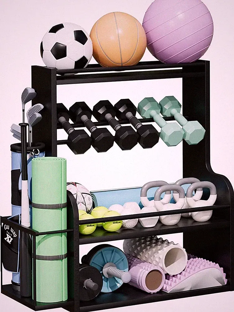 Adjustable Bamboo Dumbbell Rack - All-in-One Home Gym Storage Solution