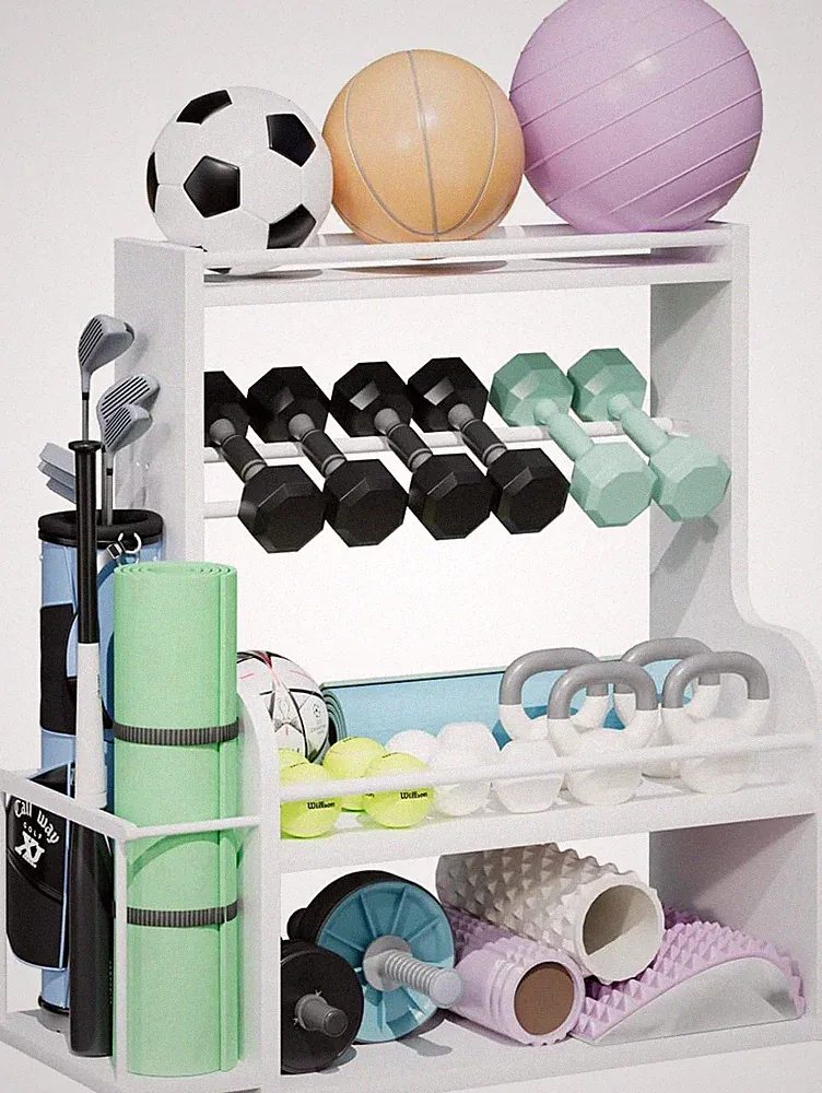 Adjustable Bamboo Dumbbell Rack for Home Gym & Workout Equipment Storage
