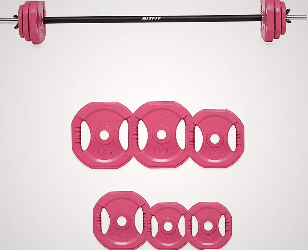 Adjustable Barbell Set RitFit Weightlifting Strength Training Home