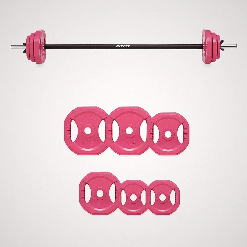 Adjustable Barbell Set RitFit Weightlifting Strength Training Home