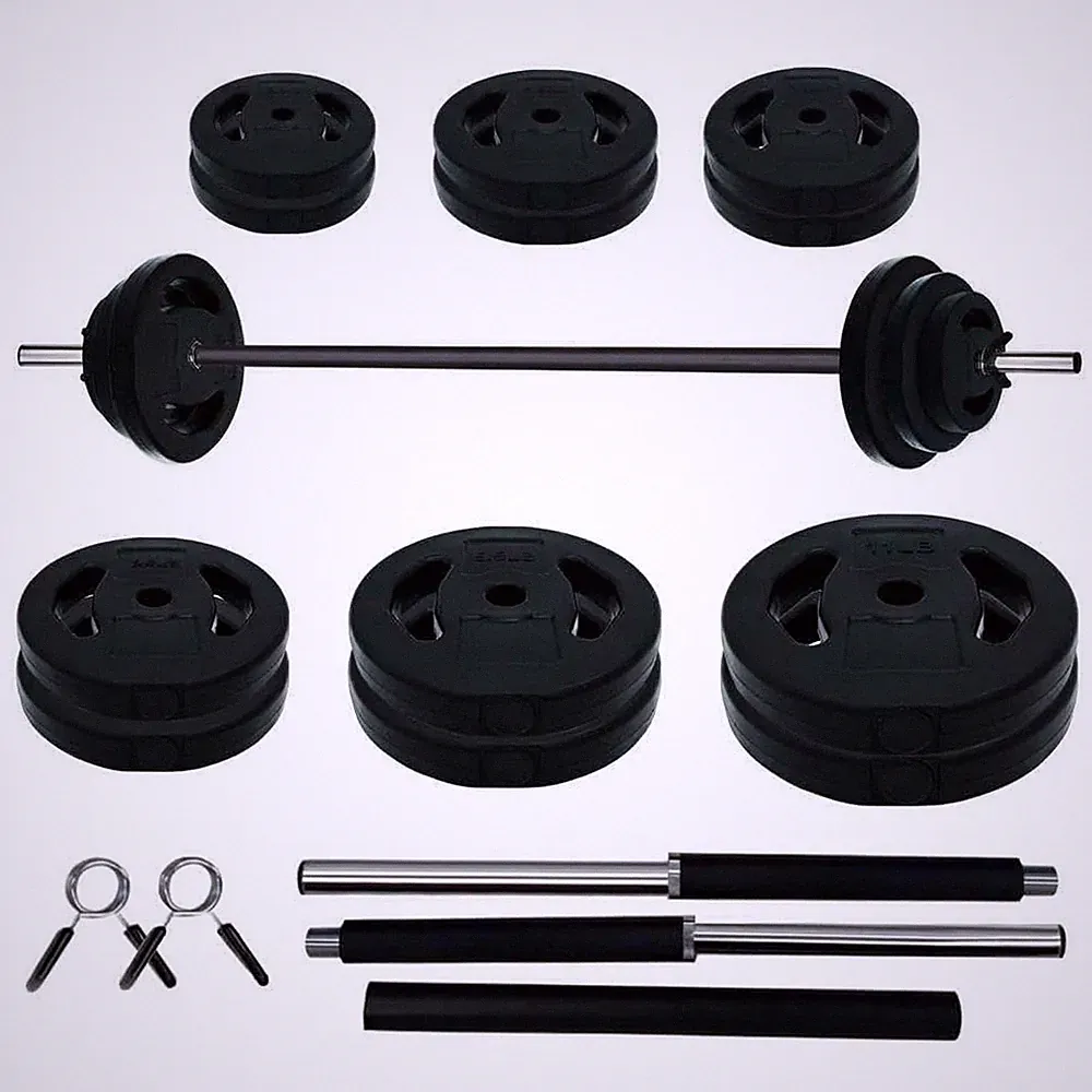 Adjustable Barbell Weight Set 40lbs Rubber Weight Plates & 51-Inch Bar Men Women