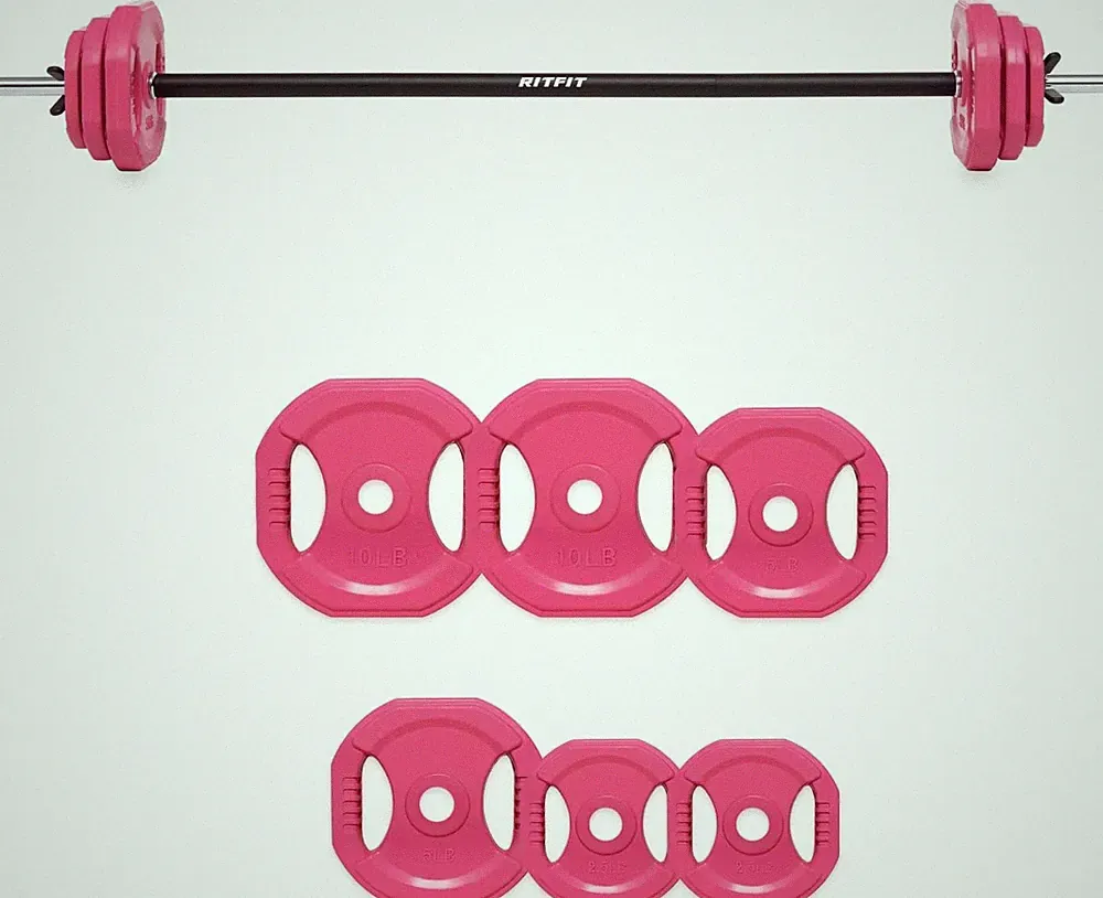 Adjustable Barbell Weight Set RitFit Home Gym Strength Training