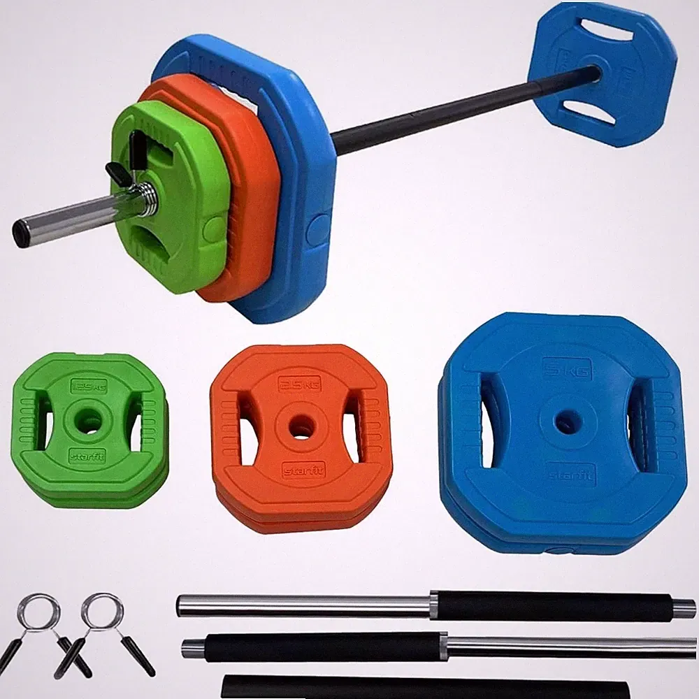 Adjustable Barbell Weight Set with Bar & Grip Plates for Home Gym & Deadlifts