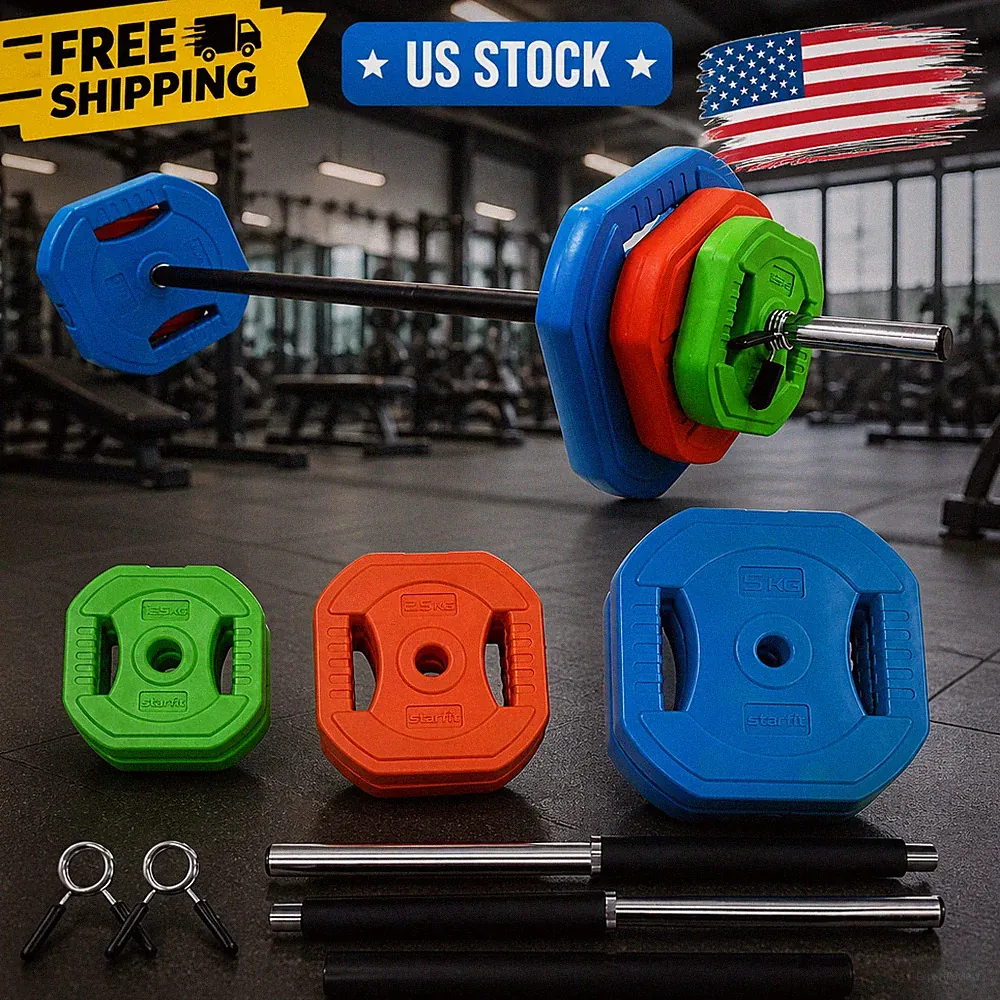 Adjustable Barbell Weight Set with Cardio Pump & 51-Inch Bar - Multi-Color Free