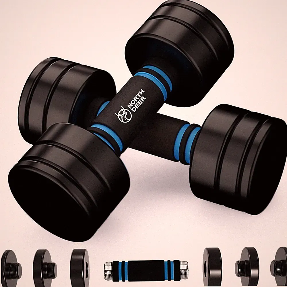 Adjustable Black Steel Dumbbell Set Foam Handles 10lbs×2 Pair Home Gym