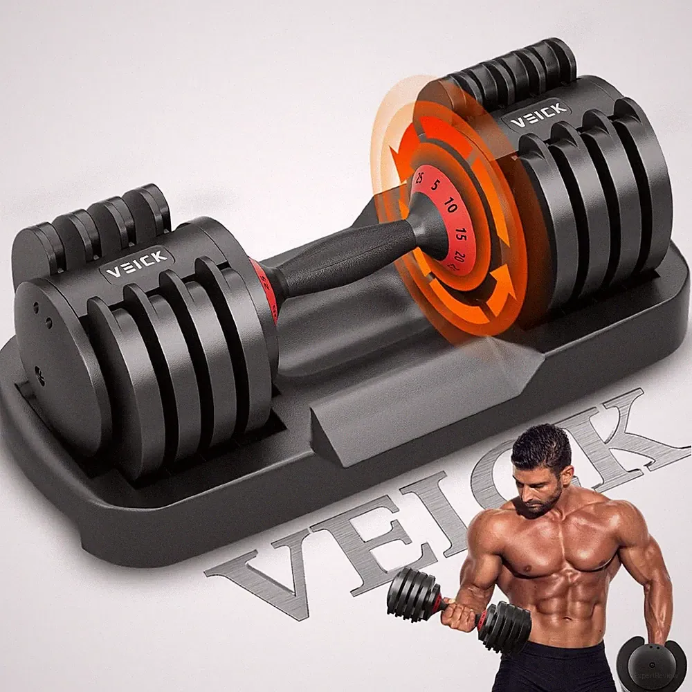 Adjustable Dumbbell 25 lbs with Anti-Slip Turning Handle, Fast Adjust Weight for