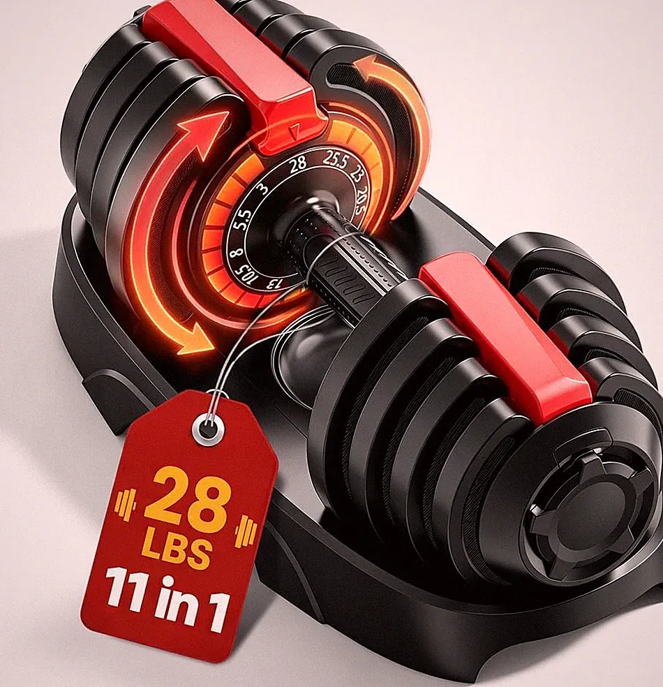 Adjustable Dumbbell 28lb Single 40 50 90lb Pair Quick Dial Storage Tray Home Gym