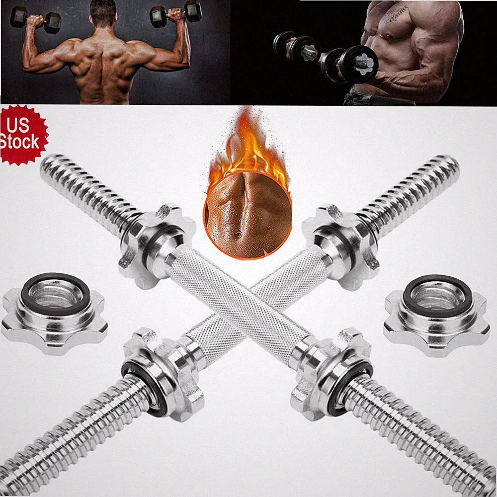 Adjustable Dumbbell Bar 2in Threaded Dumbbell Handles Fitness Collars 14"-20"
