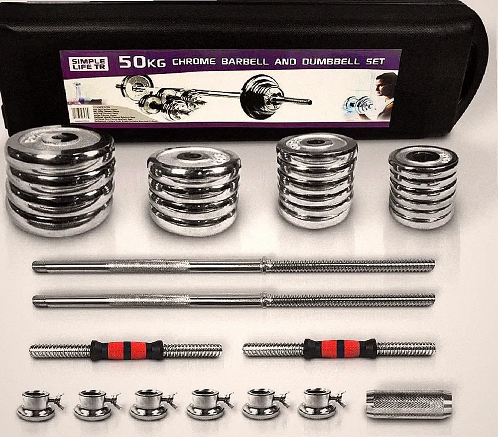Adjustable Dumbbell Barbell Set 110lbs Cast Iron Home Gym with Carry Box