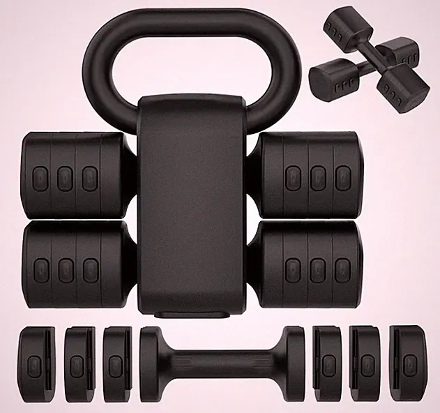 Adjustable Dumbbell Kettlebell 4 in 1 Compact Weight Set Home Gym Fitness New
