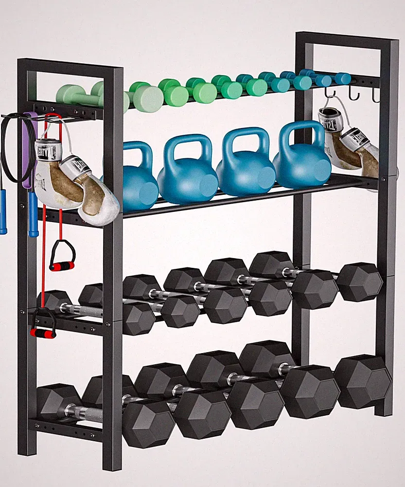 Adjustable Dumbbell Rack, Weight Storage Stand Holder for Black 4 tier