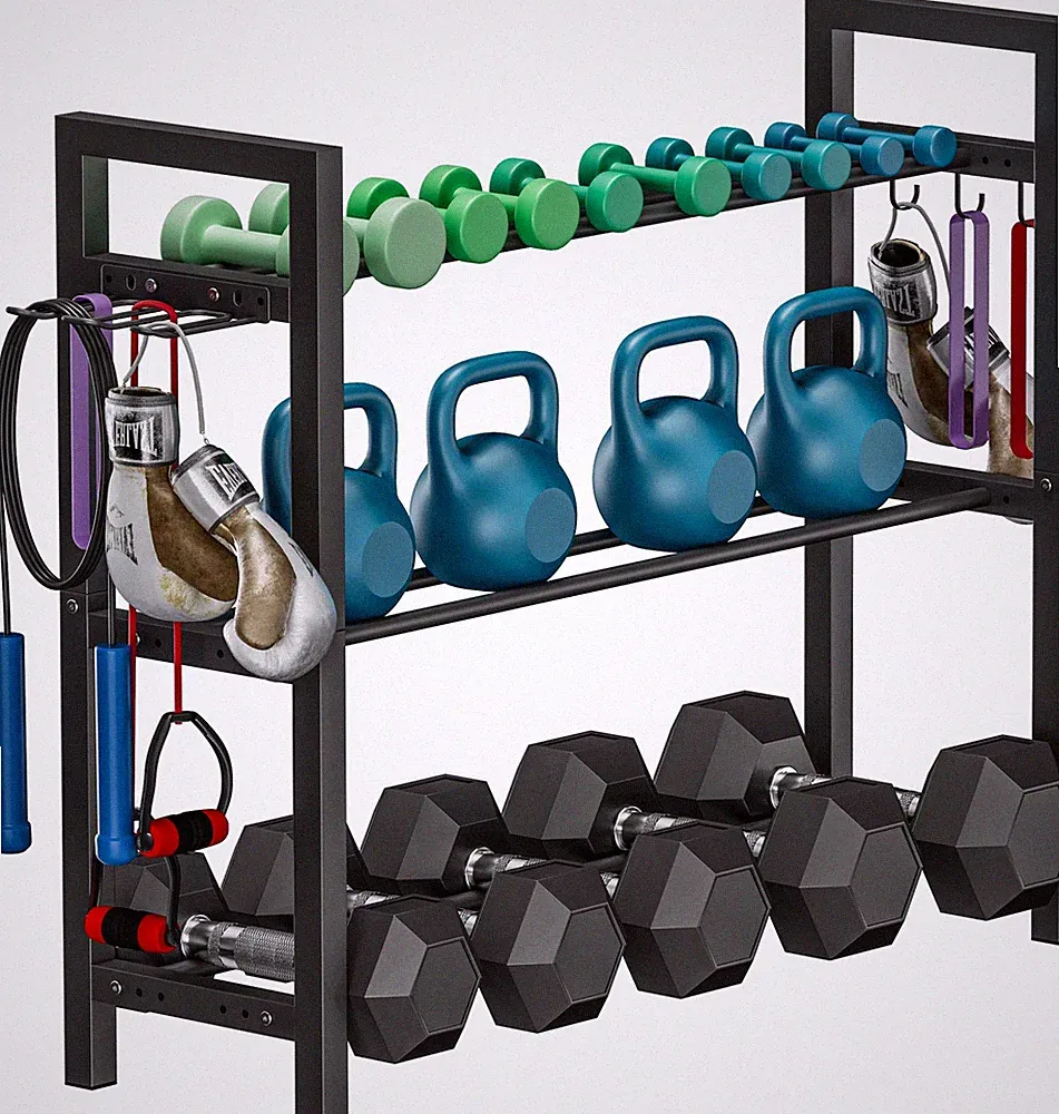Adjustable Dumbbell Rack, Weight Storage Stand Holder for Dumbbells & Kettlebell