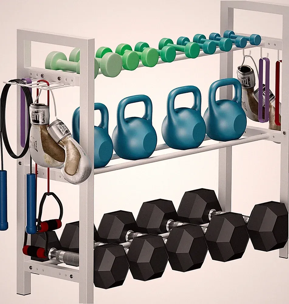 Adjustable Dumbbell Rack, Weight Storage Stand Holder for Dumbbells & Kettlebell
