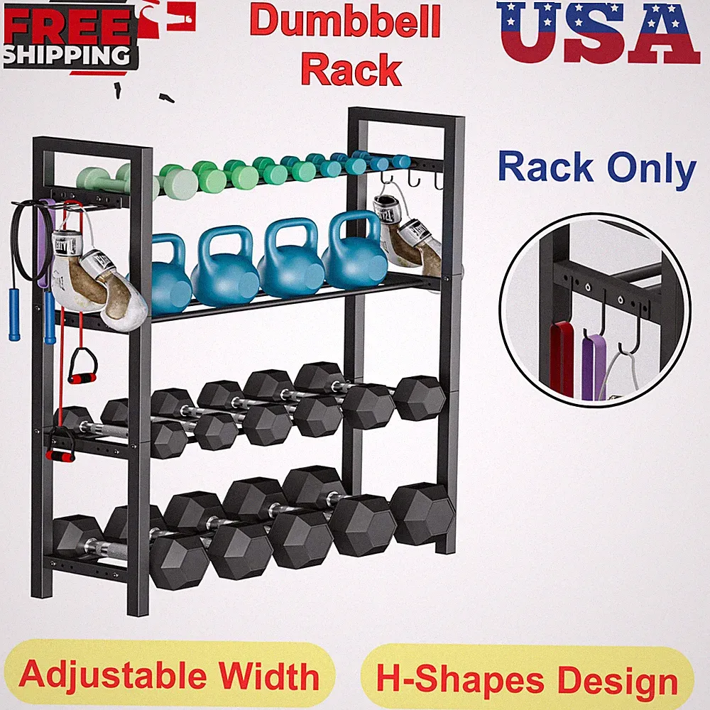 Adjustable Dumbbell Rack, Weight Storage Stand Holder For Kettlebells, 4 Tier