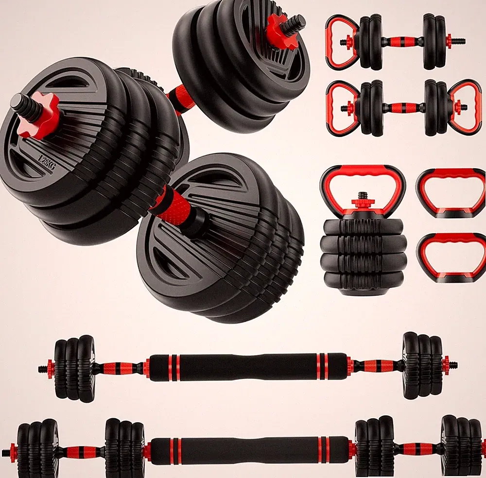Adjustable Dumbbell Set 10 20 30 45 70 90 lbs with Connector 5 in 1 Home Gym