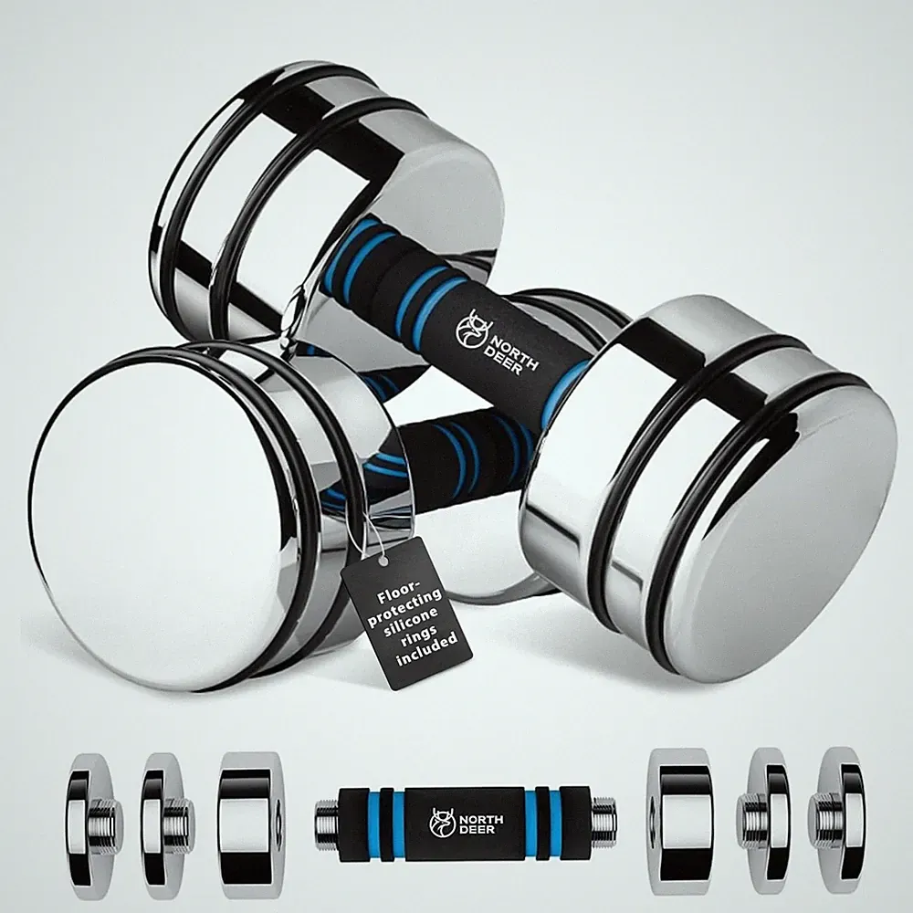 Adjustable Dumbbell Set 10lb Pair 10LB (2×10LB), Sliver(Standard-Finish)