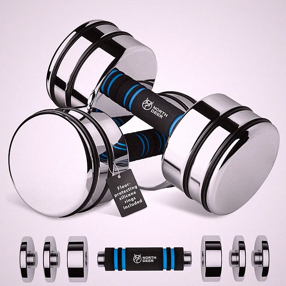 Adjustable Dumbbell Set 10lb Pair (5lb/7lb/8lb/10lb) Set of 2 Steel Dumbbells...