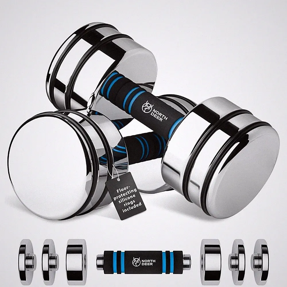Adjustable Dumbbell Set 10lb Pair (5lb/7lb/8lb/10lb) Set of 2 Steel Dumbbells...