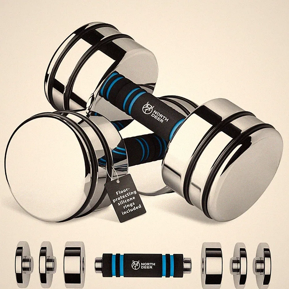Adjustable Dumbbell Set 10lb Pair 5lb/7lb/8lb/10lb Set of 2 Steel Dumbbells C...