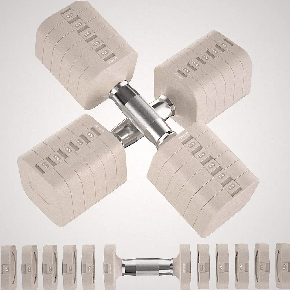 Adjustable Dumbbell Set 15.4lb 6 Levels 15.4lb Beige Hezeyferg Weight