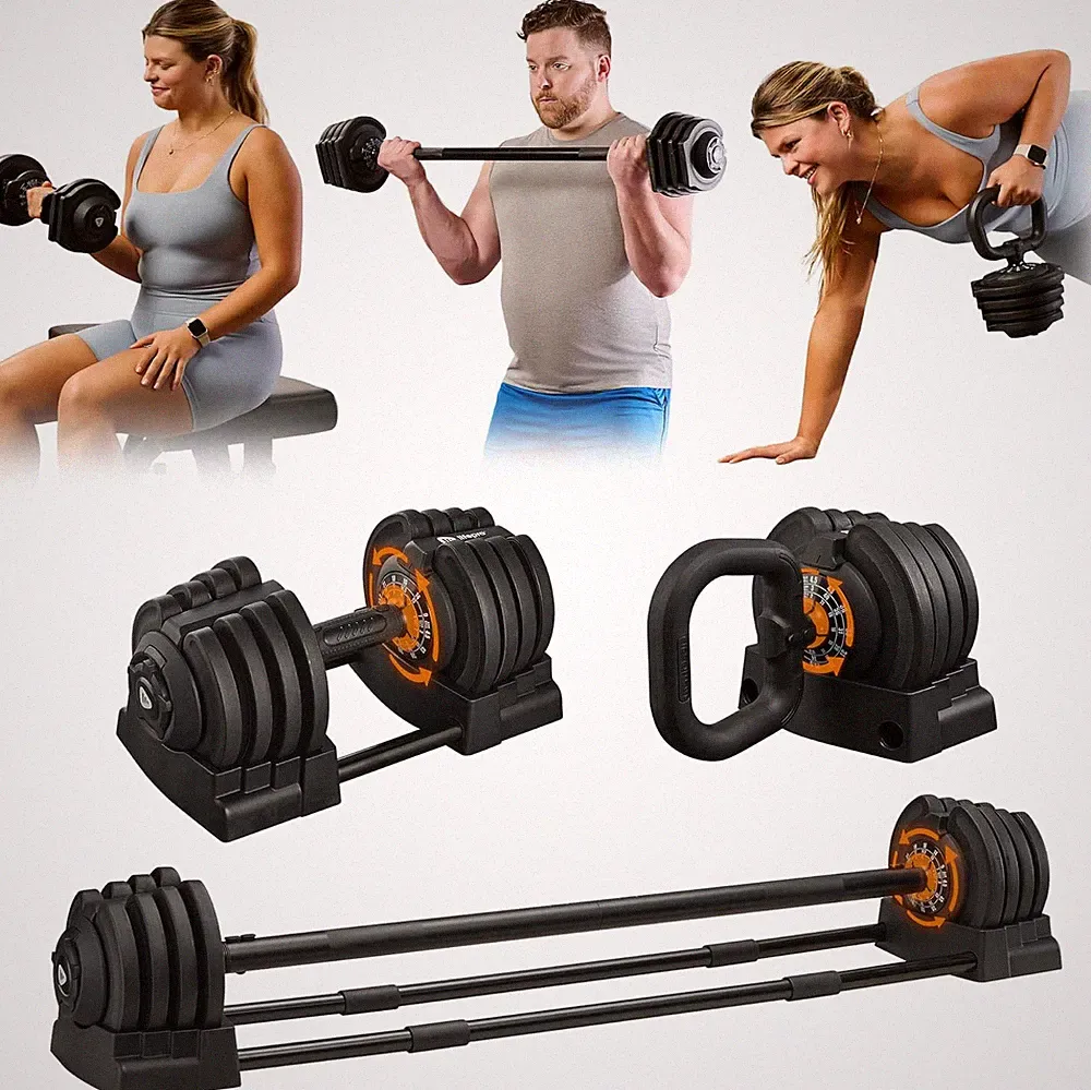 Adjustable Dumbbell Set 15-55Lbs with Rack - Compact Weights for Home Gym