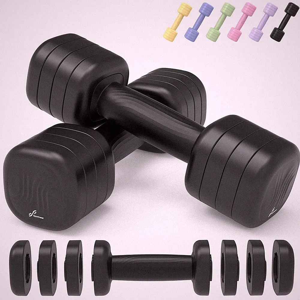 Adjustable Dumbbell Set 2 4 in 1 Free Weights 2lb 3lb 4lb 5lb Soft Rubber Handle