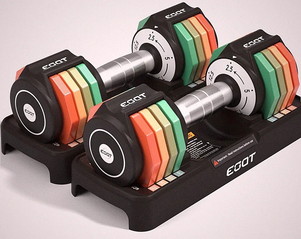 Adjustable Dumbbell Set, 2.5 to 12.5 lbs Free Weights Dumbbells Pair with Tra...
