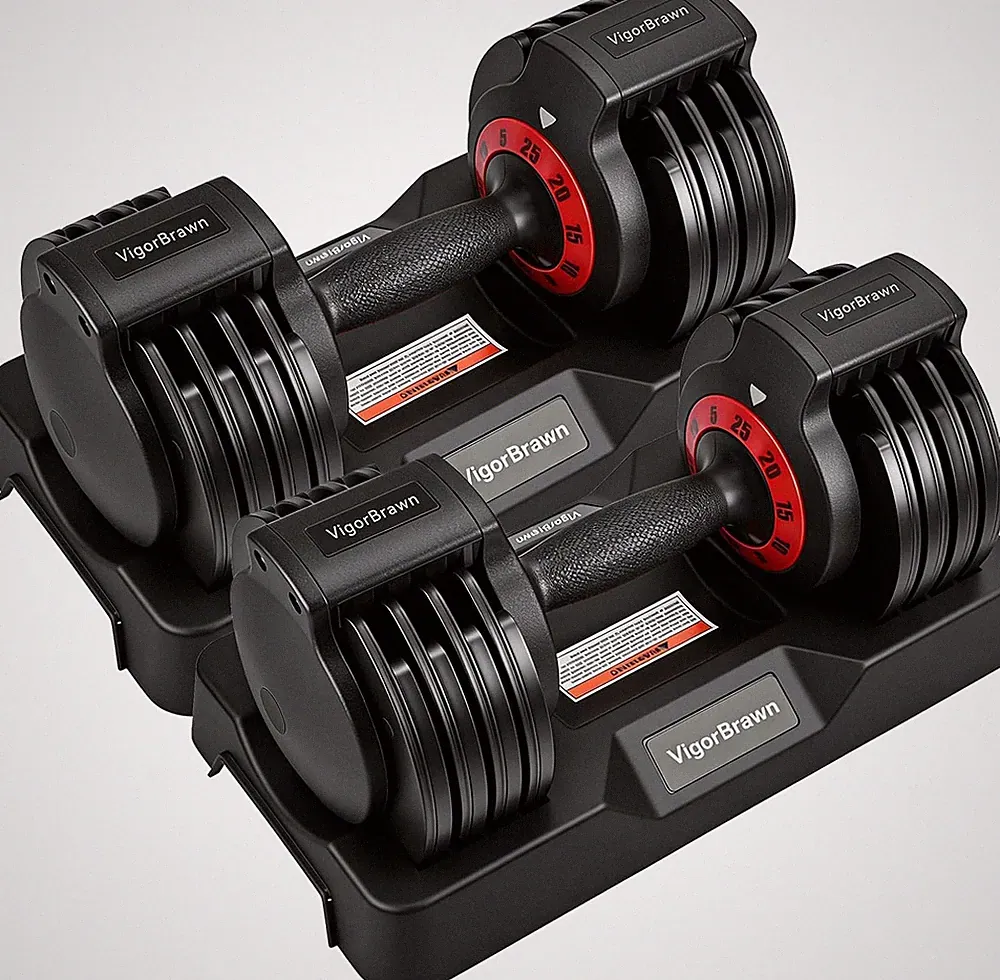 Adjustable Dumbbell Set, 2-In-1 Weights with Anti-Slip Handle, Fast Weight Adjus