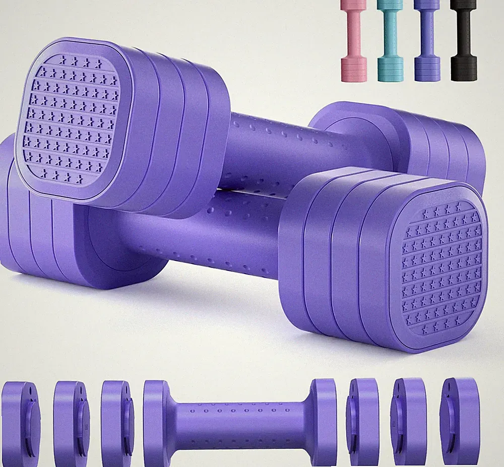 Adjustable Dumbbell Set (2-Piece), 4-in-1 Women's Free Weight Dumbbell Set