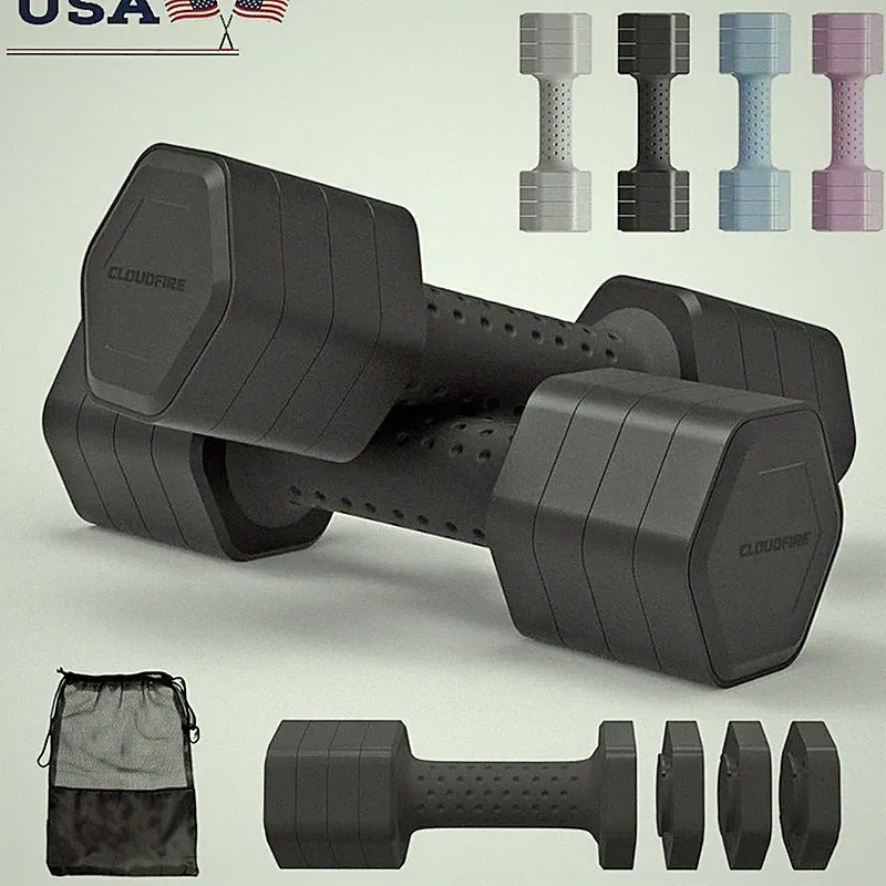 Adjustable Dumbbell Set 2 to 5 lbs Non-Slip Grip Safe Lock Home Gym Exercise New