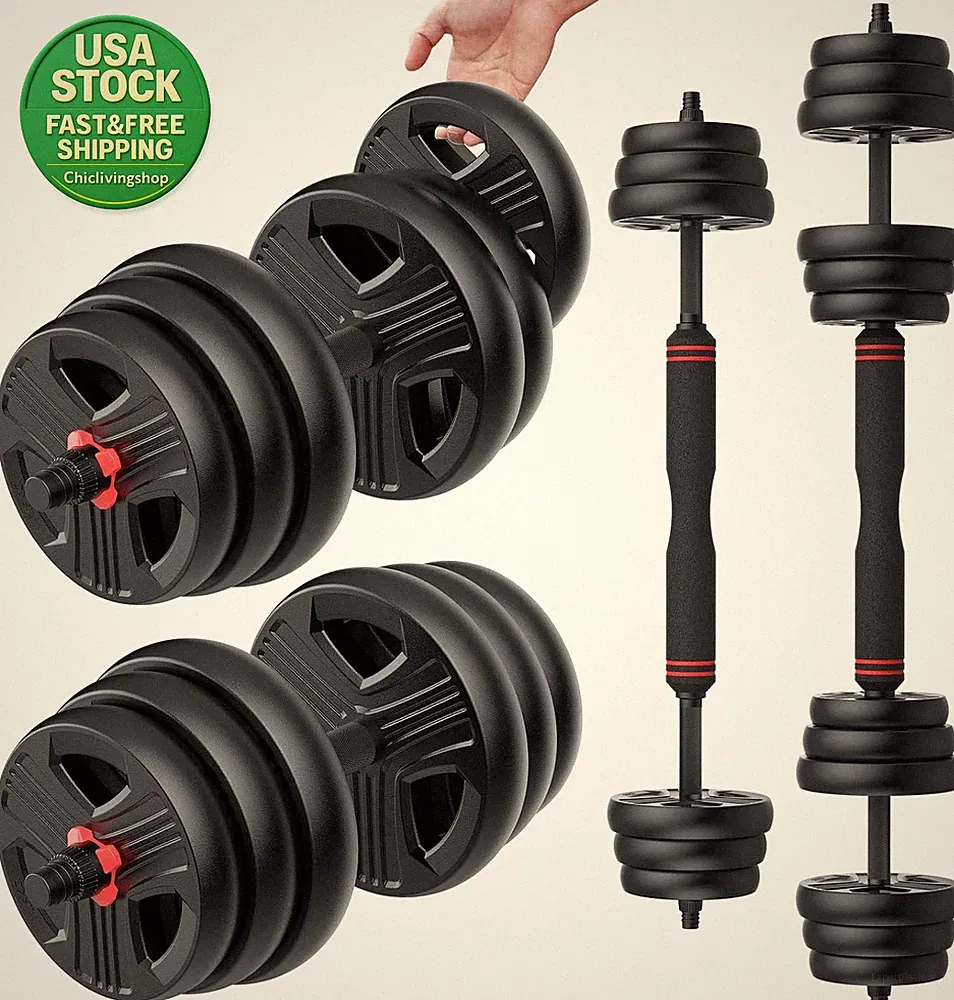 Adjustable Dumbbell Set 20 30 40 55 60 80Lbs 2 in 1 Home Gym Weight Set