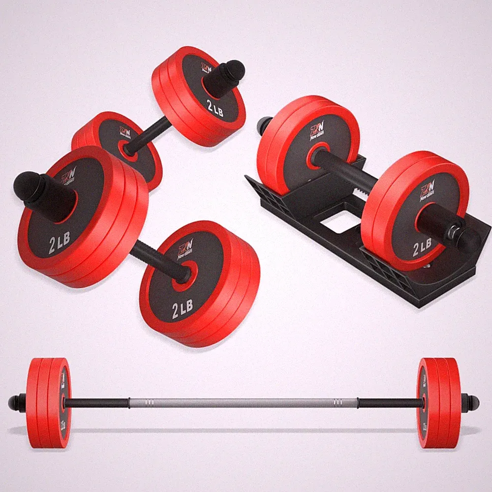 Adjustable Dumbbell Set,20 lbs Free weight set with Carbon Steel,rack,Barbell...