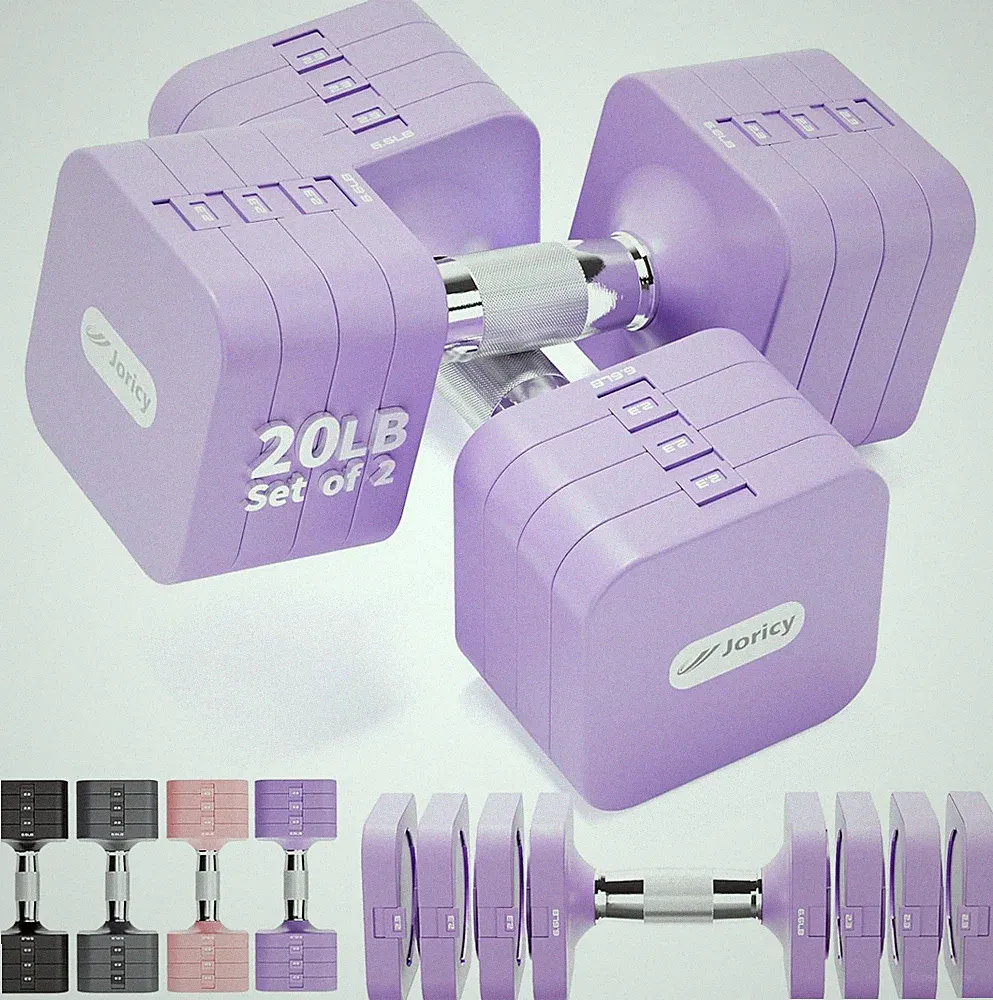 Adjustable Dumbbell Set 20LB 40LB 50LB Dumbbells Hand Weights for Women Men, Fre