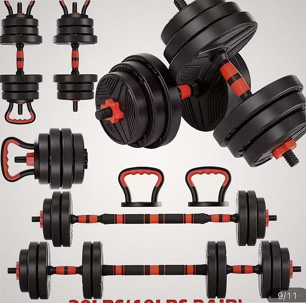Adjustable Dumbbell Set 20lb Pair, Kettlebell Handles, Ergonomic Foam