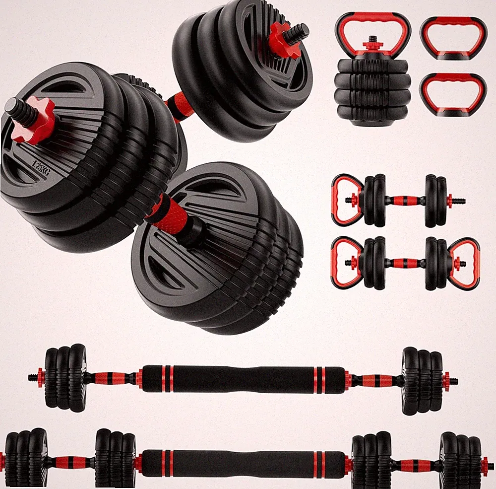 Adjustable Dumbbell Set 20LBS 5in1 Free Weights Home Gym Barbell Kettlebell