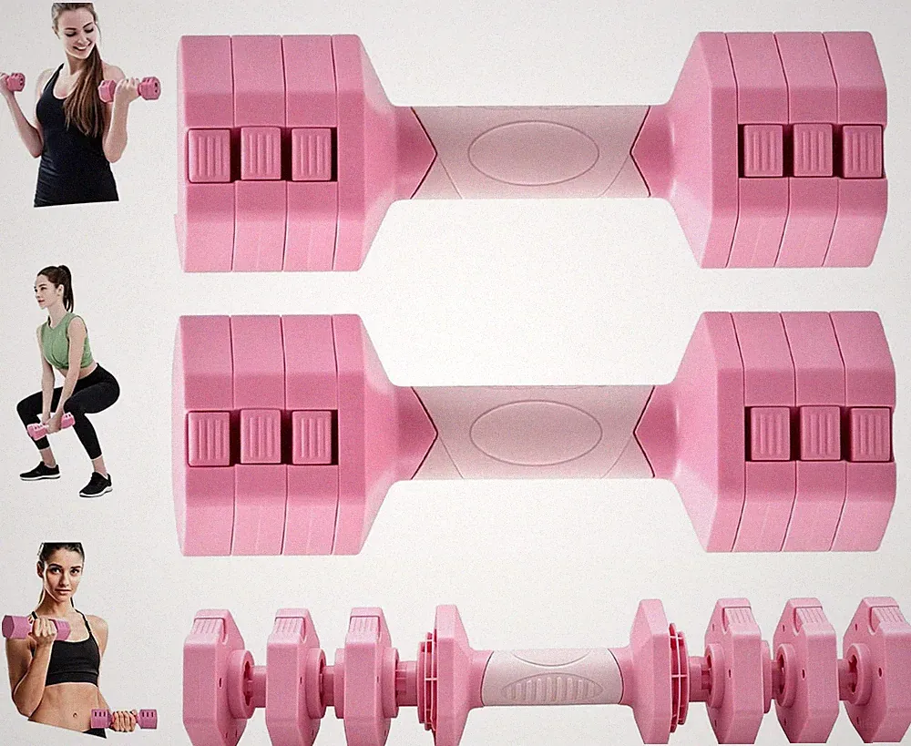 Adjustable Dumbbell Set 22-66 Lbs, Pink & Black for Home Workouts