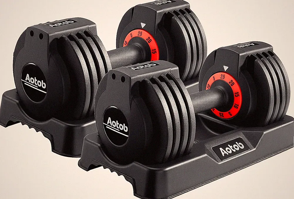 Adjustable Dumbbell Set 25/55 Lbs (Pair), Fast Weight Adjustment with Anti-Slip
