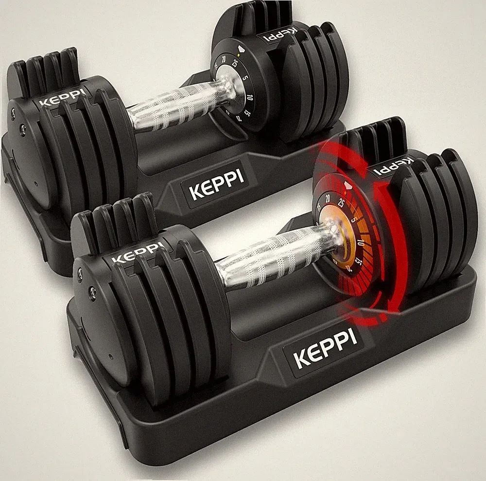 Adjustable Dumbbell Set 25-60lb w/ Anti-Slip Metal Handle Grip