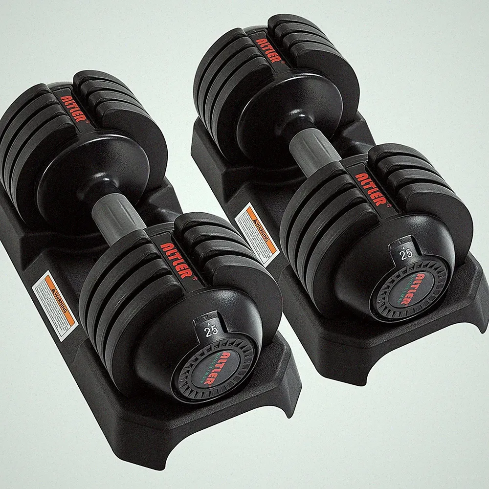 Adjustable Dumbbell Set, 25LB Pair with Tray for Workout Strength Training Fi...