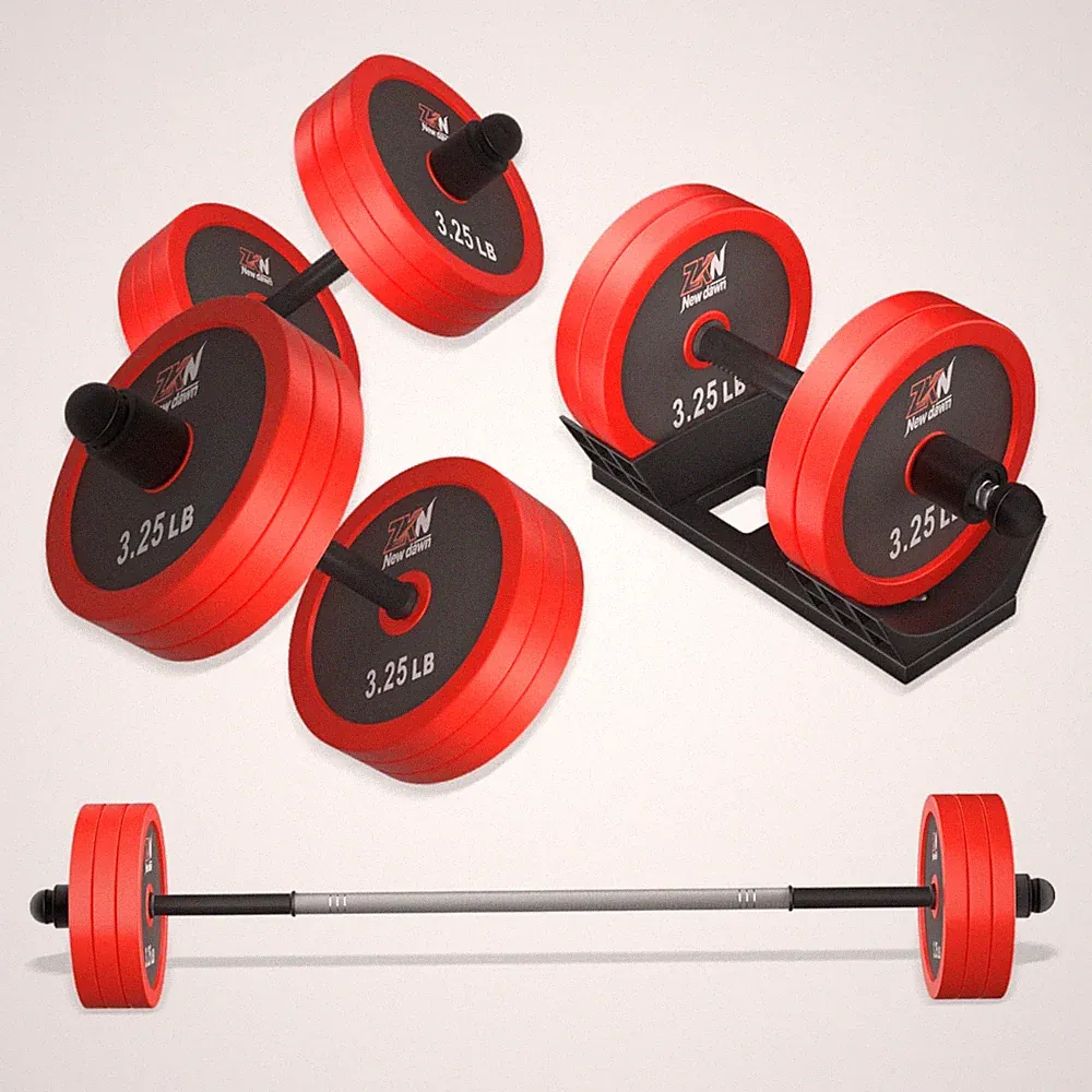 Adjustable Dumbbell Set,30 lbs Free weight set with Carbon Steel,rack,Barbell...