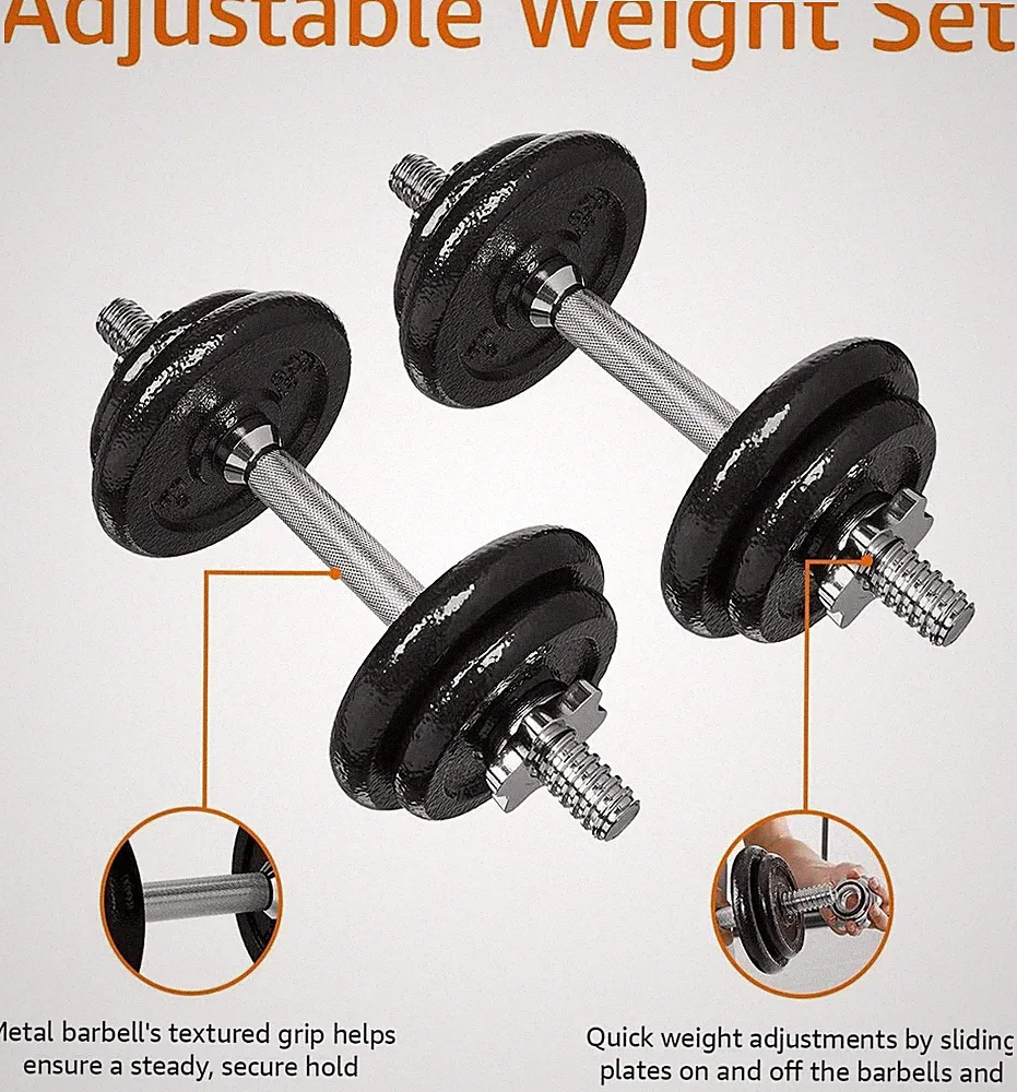 Adjustable Dumbbell Set 38LB with Case – Steel Plates Compact Fitness Weights