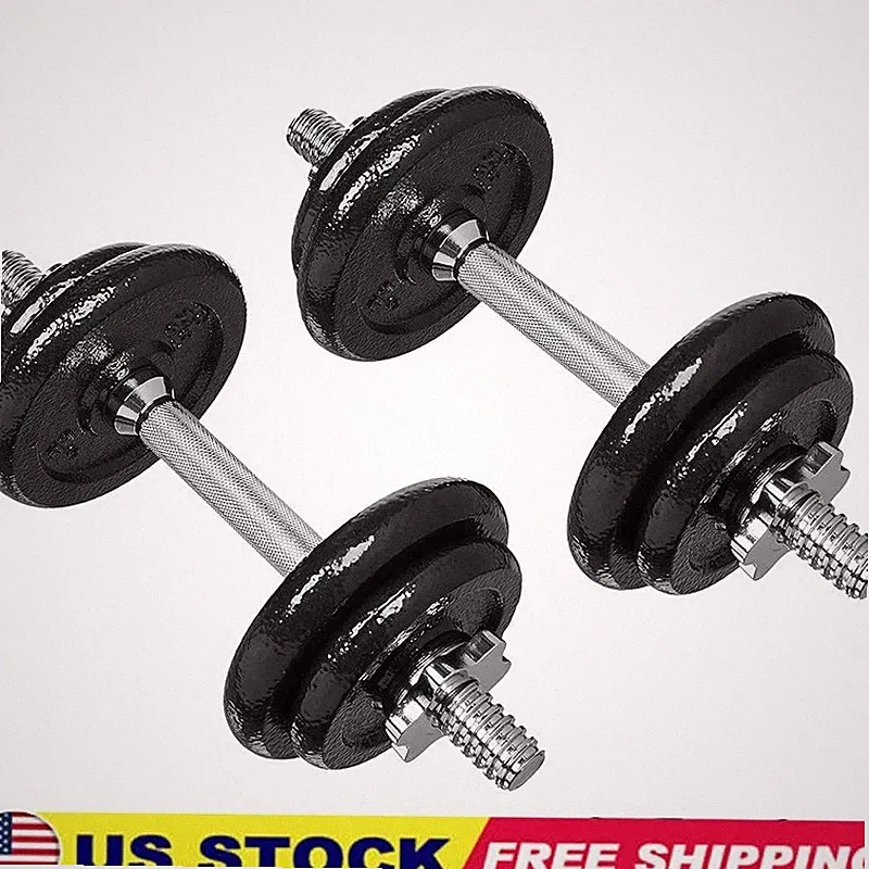 Adjustable Dumbbell Set 38lbs Weight Plates Handles Compact Storage Case Fitness