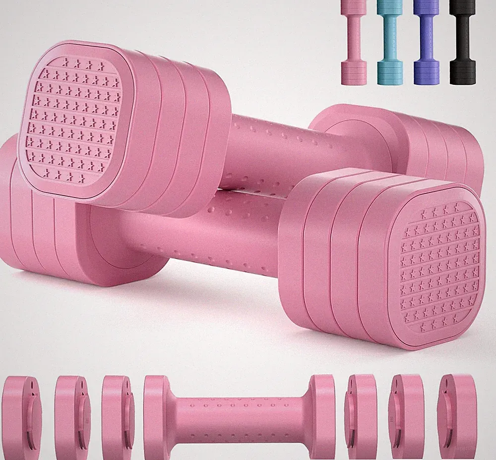 Adjustable Dumbbell Set 4 in 1 2 5lb TPU Soft Handle for Women Home Gym Purple