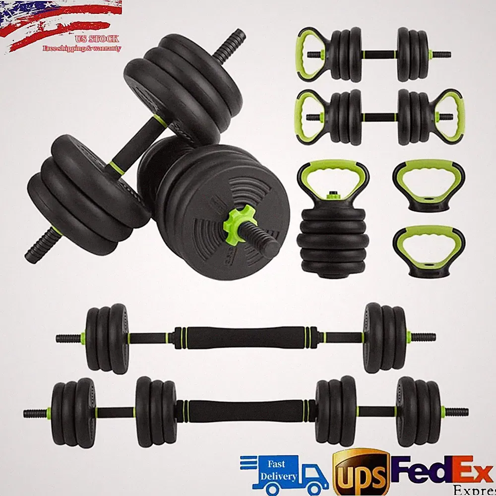 Adjustable Dumbbell Set 4 in 1 Adjustable Kettlebell Set 44lbs Weight Set Home