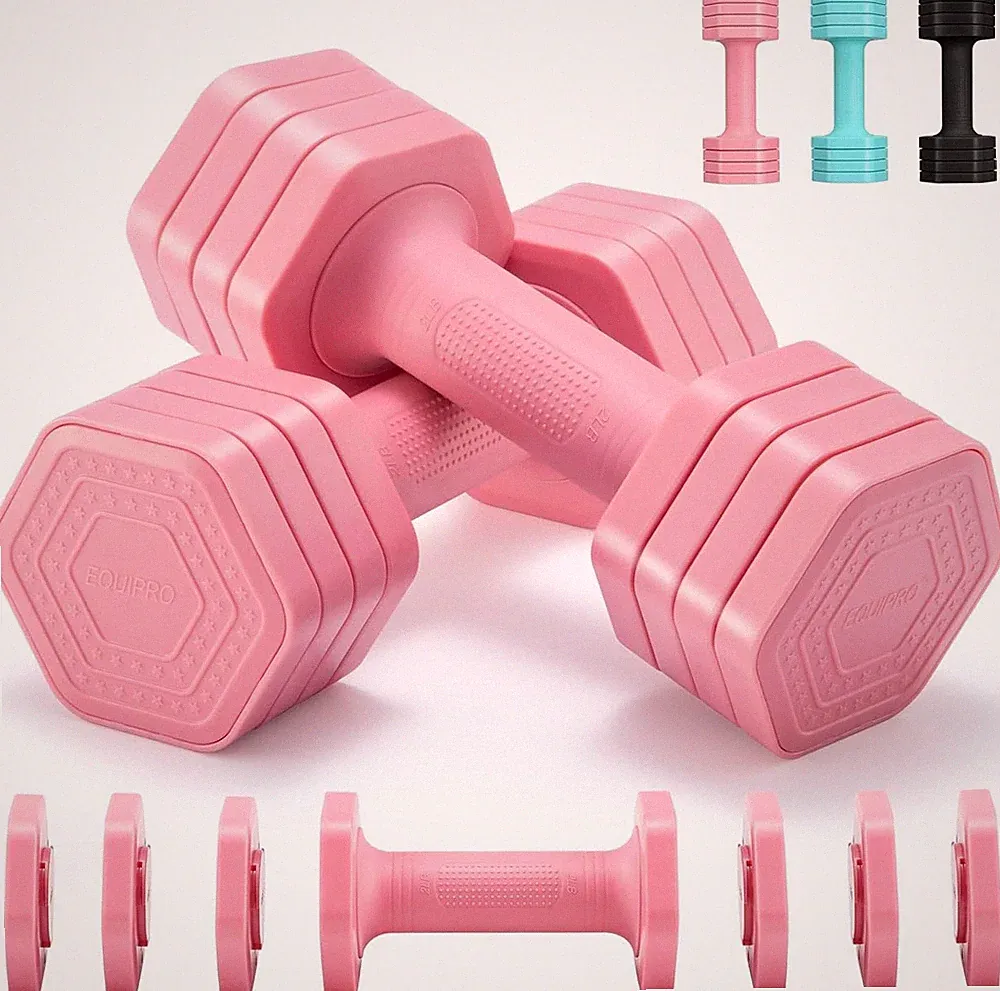 Adjustable Dumbbell Set 4 in 1 Free Weights 2lb 3lb 4lb 5lb Pair Women